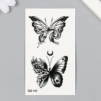 Татуировка на тело чёрная "Бабочки" 6х10,5 см