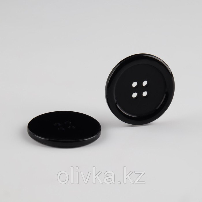 Набор пуговиц, 4 прокола, d = 30 мм, 5 шт, в блистере, цвет чёрный - фото 2 - id-p110932360