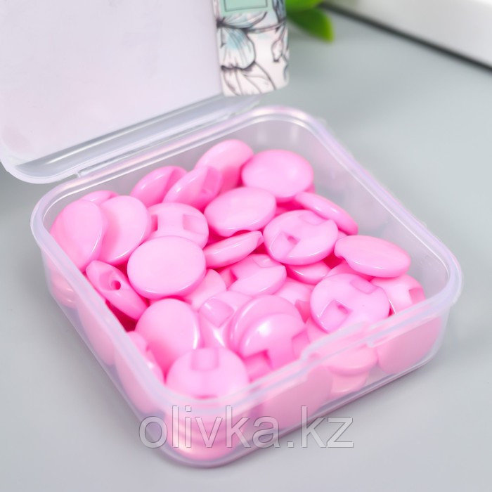 Пуговицы пластик на полуножке "Кругляш розовый" 1,3х1,3 см набор 50 шт 2х5,5х5,5 см - фото 4 - id-p113952281