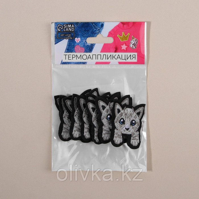 Термоаппликация «Котёнок с лапками», 4 × 3,3 см, цвет серый - фото 6 - id-p110932983