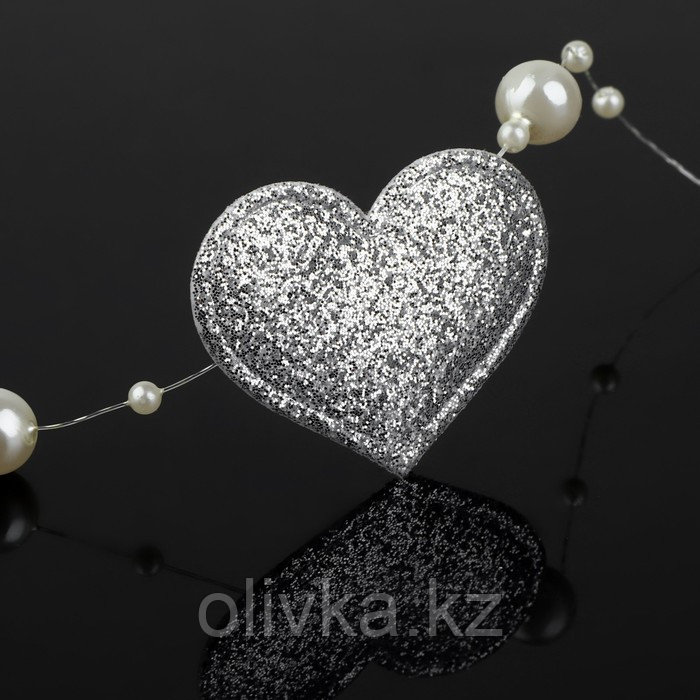 Аппликация «Сердце», 3,7 × 2,8 см, 10 шт, цвет серебряный - фото 1 - id-p113956115