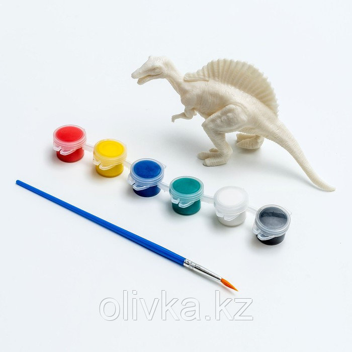 Набор для творчества «Раскрась динозавра», краска 6 цветов по 2 мл, кисть - фото 1 - id-p113958869