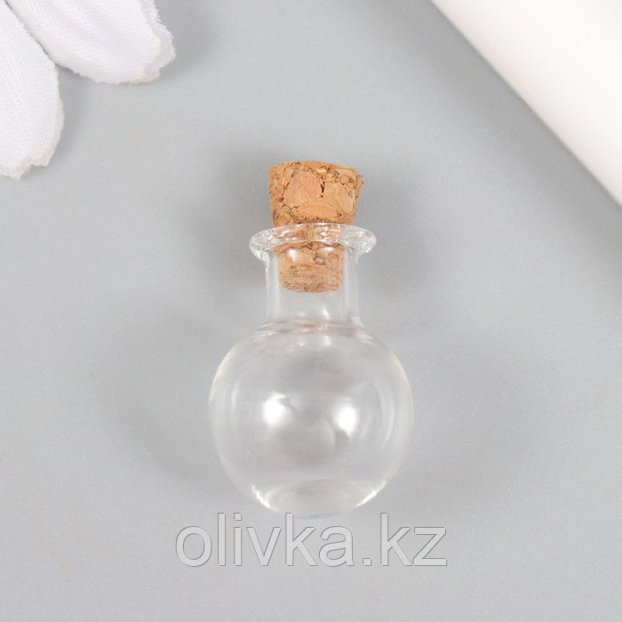 Декор для творчества стекло "Бутыль с пробкой" 1,9х1,9х2,4 см - фото 1 - id-p113951928