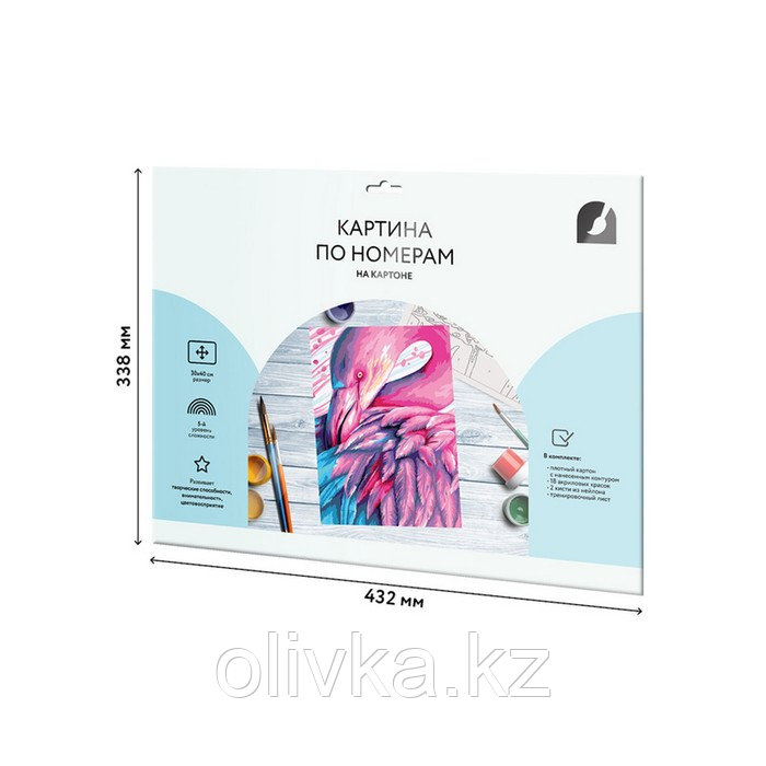 Картина по номерам на картоне 30 × 40 см «Сказочный фламинго», с акриловыми красками и кистями - фото 5 - id-p113958875