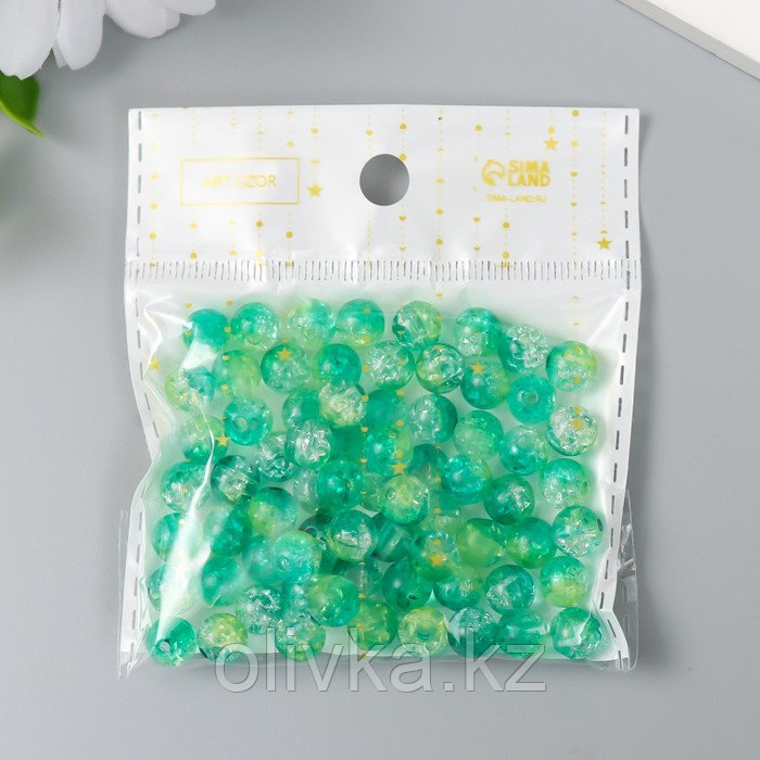Бусины для творчества пластик "Мыльный пузырь зелёно-голубой" набор 20 гр 0,8х0,8х0,8см - фото 4 - id-p113952293