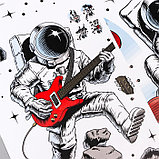 Наклейка пластик интерьерная цветная "Космонавты и музыка"   84,5 *60 см, фото 3