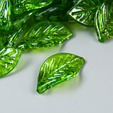Декор для творчества пластик "Зелёный листик" набор  80 шт 1,4х0,8 см, фото 2