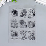 Штамп для творчества силикон "Милые зверята с цветочками" 16х11 см, фото 3