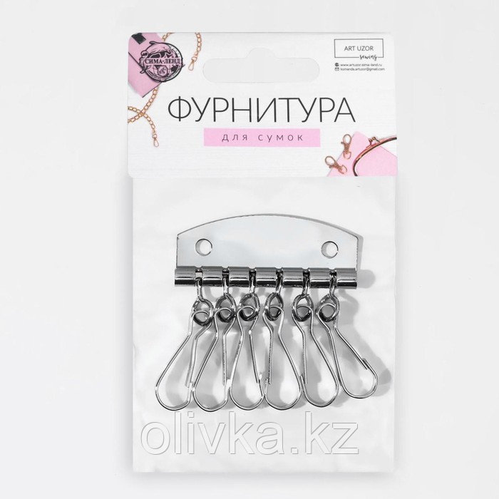 Карабины для ключницы, 6 шт, 47 × 50 мм, цвет серебряный - фото 4 - id-p113947274