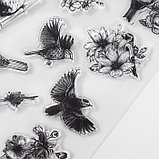 Штамп для творчества "Птички и цветы" 14,5х20х0,3 см, фото 3