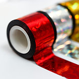 Клейкая лента пластик в банке "Голография" (набор 10 шт) цвета МИКС 1,2смх1м 6,3х5,3х3,4см, фото 6