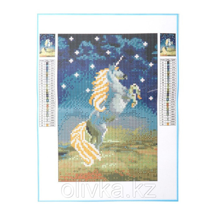 Алмазная мозаика со светящимися стразами «Юникорн» 20х30 см, на холсте - фото 2 - id-p113951779