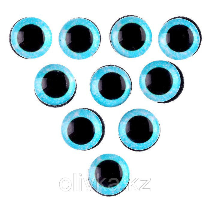 Глаза на клеевой основе, набор 10 шт., размер 1 шт. 10 мм, цвет голубой с блёстками - фото 2 - id-p113957175