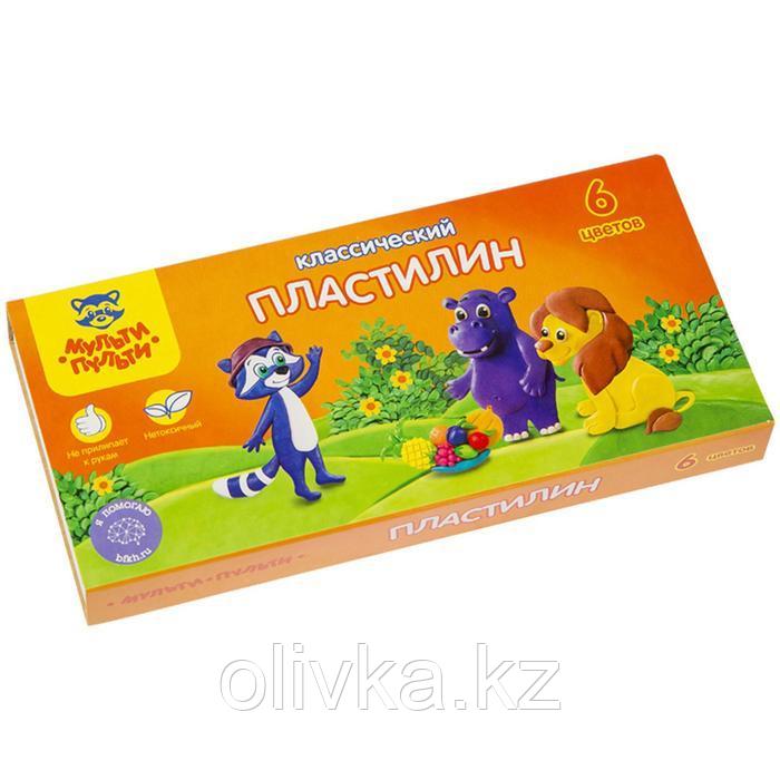 Пластилин 6 цветов 120 г, Мульти-пульти "Приключения Енота", со стеком, картонная упаковка - фото 1 - id-p110916490