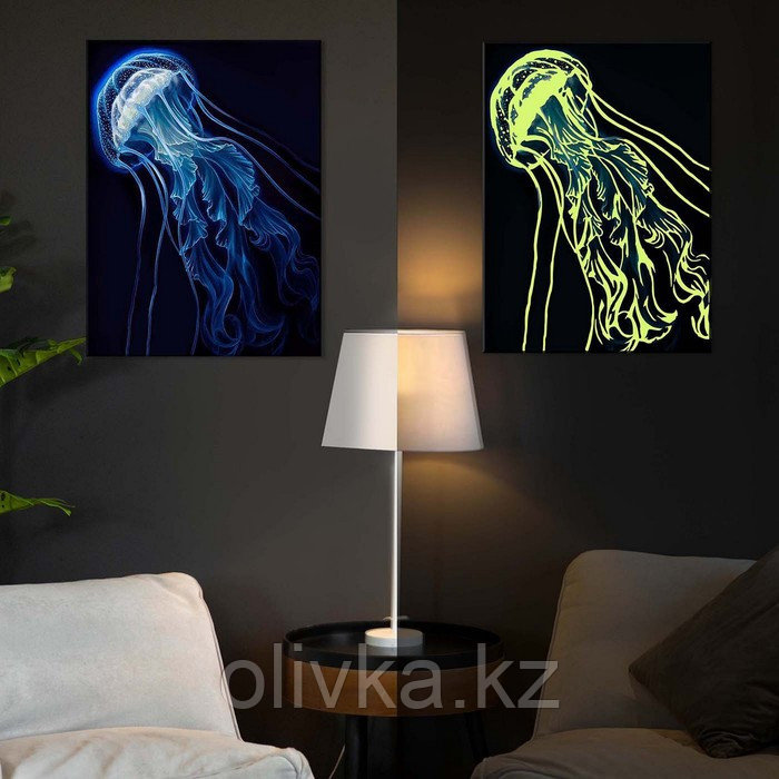 Картина по номерам со светящейся краской, 40 × 50 см «Красивая медуза» 14 цветов - фото 2 - id-p113959939