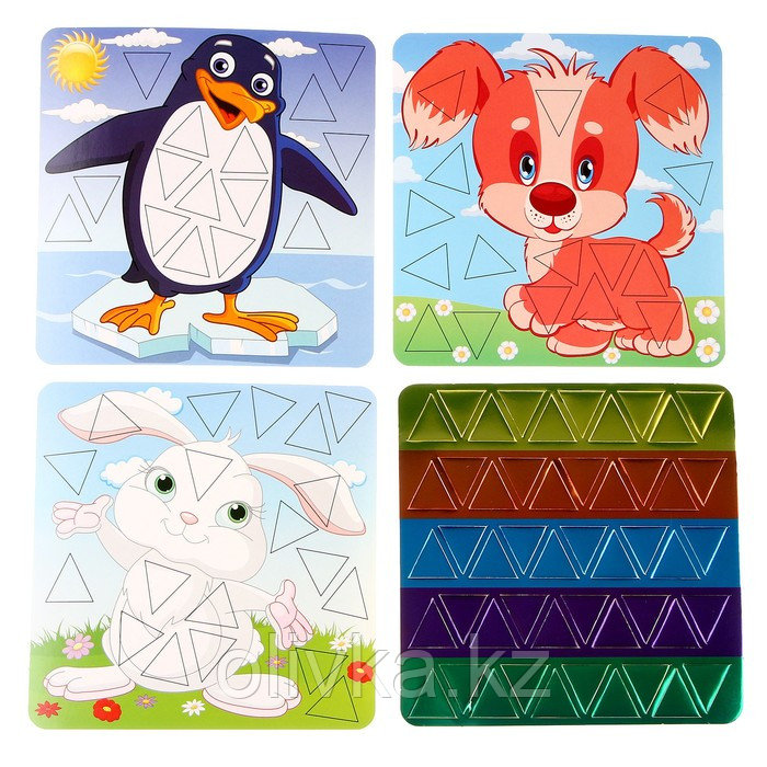 Картина мозаика набор «Сказочные наклейки» «Щенок, зайка, пингвин» - фото 2 - id-p113956290