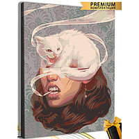 Картина по номерам «Девушка и кот» холст на подрамнике, 40 × 50 см