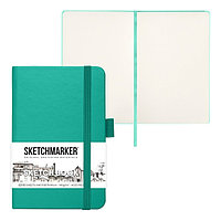 Скетчбук Sketchmarker, 90 х 140 мм, 80 листов, твёрдая обложка из искусственной кожи, изумрудный, блок 140