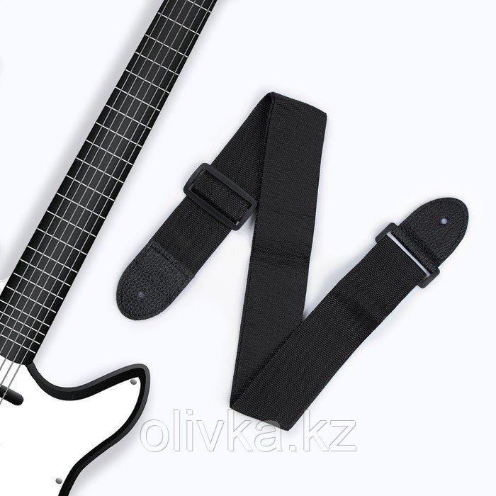 Ремень для гитары, черный, длина 60-110 см, ширина 5 см - фото 1 - id-p113951802