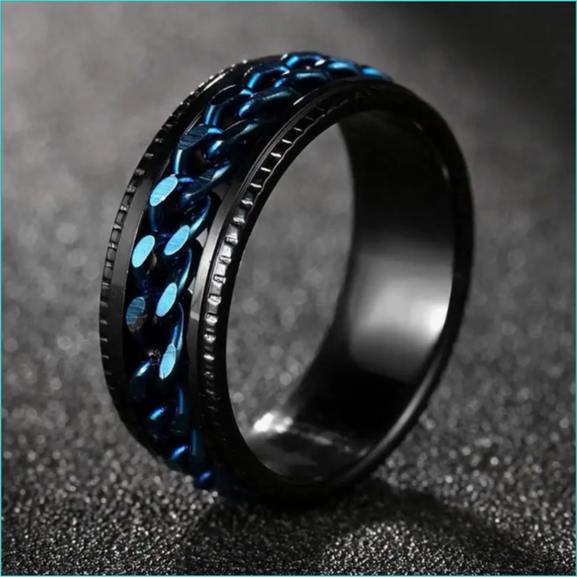 Кольцо "Спиннер - Антистресс" (Nero Blue р.19)