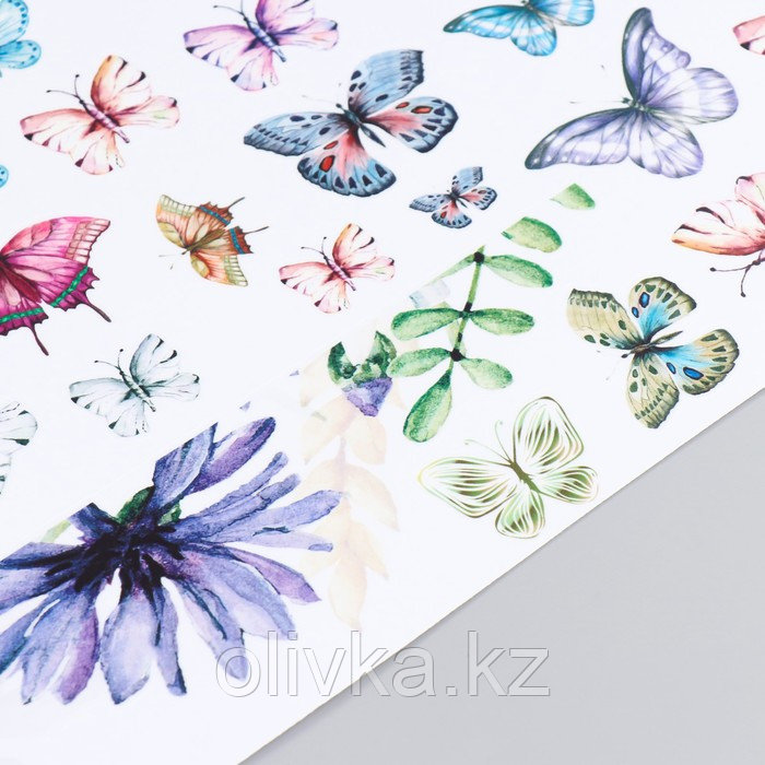 Наклейка пластик интерьерная цветная "Букет полевых цветов с бабочками" 30х90 см - фото 3 - id-p113960038