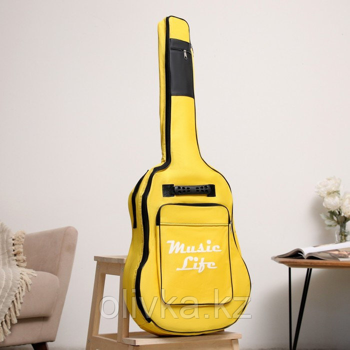 Чехол для гитары Music Life, премиум, желтый, 106х43х12см