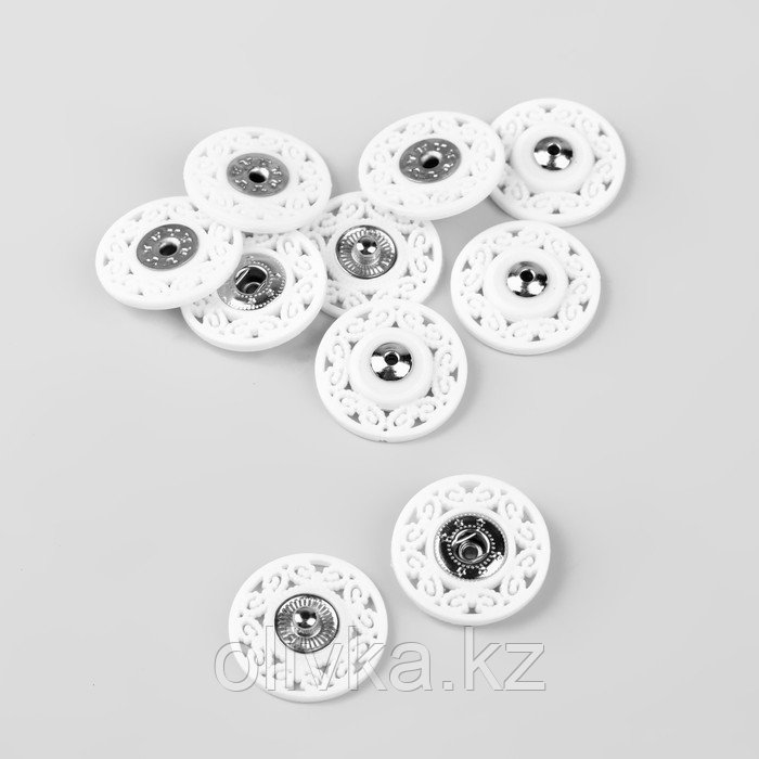 Кнопки пришивные декоративные, d = 21 мм, 5 шт, цвет белый - фото 1 - id-p113946509