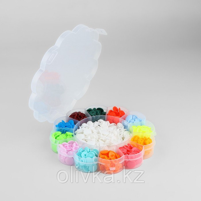 Набор пластиковых кнопок d = 12 мм, 180 шт, в органайзере «Цветок», d = 15,8 × 2,5 см - фото 6 - id-p113954554