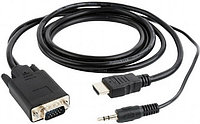 HDMI кабелі->VGA Cablexpert A-HDMI-VGA-03-6 19M/15M + 3.5Jack 1.8м қара