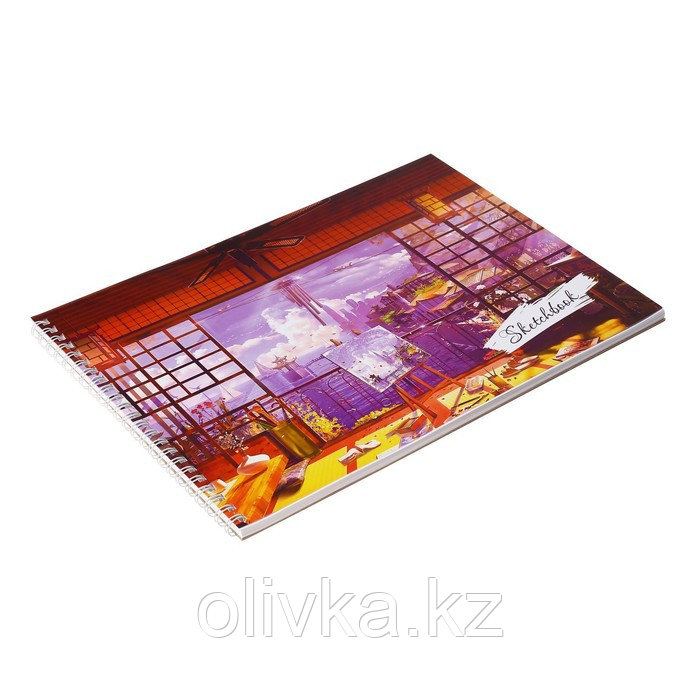 Скетчбук А4, 40 листов на гребне по короткой стороне "Картина маслом", обложка мелованный картон, твёрдая - фото 2 - id-p113959158