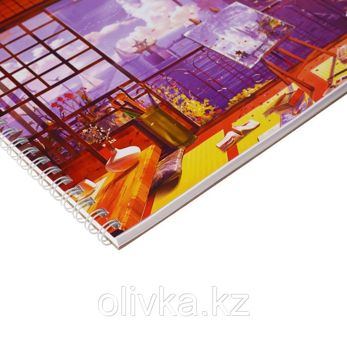 Скетчбук А4, 40 листов на гребне по короткой стороне "Картина маслом", обложка мелованный картон, твёрдая - фото 3 - id-p113959158