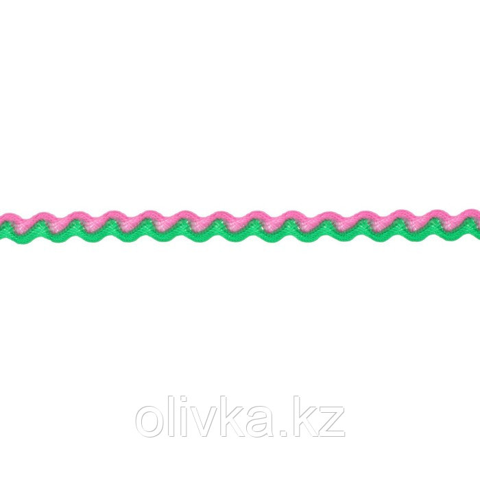 Тесьма «Змейка», ширина 0,8 см, по 50 м, цвет розово-зелёный - фото 1 - id-p113952174