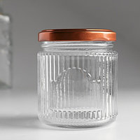 Банка для свечей стекло с крышкой "Вертикальные полоски" прозрачная 200 мл 7х7х7,5 см