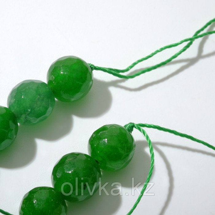 Бусины на нити шар №10 гранёный "Агат" зелёный (37 бусин, ±38см) - фото 2 - id-p113948092