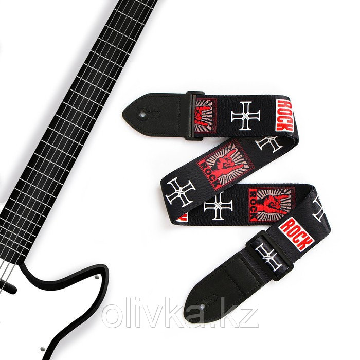 Ремень для гитары Music Life, 60-117х5 см, кресты - фото 1 - id-p113952596