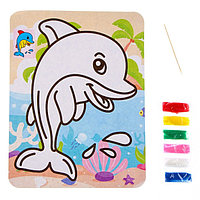 Фреска с цветным основанием «Милый дельфин», 6 цветов песка
