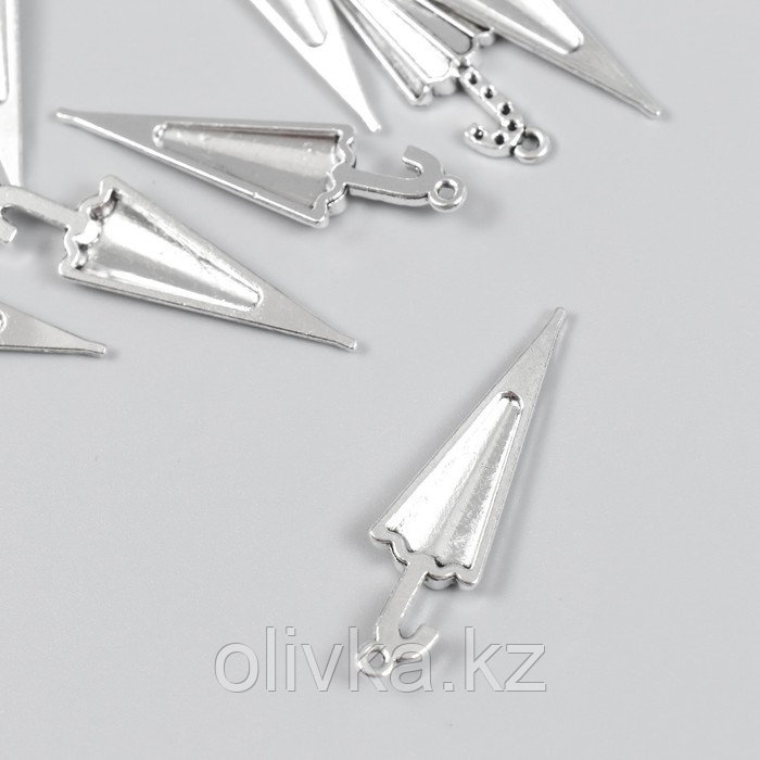 Декор для творчества металл "Зонтик сложенный" набор 10 шт серебро 1,1х4,2 см - фото 2 - id-p113956524