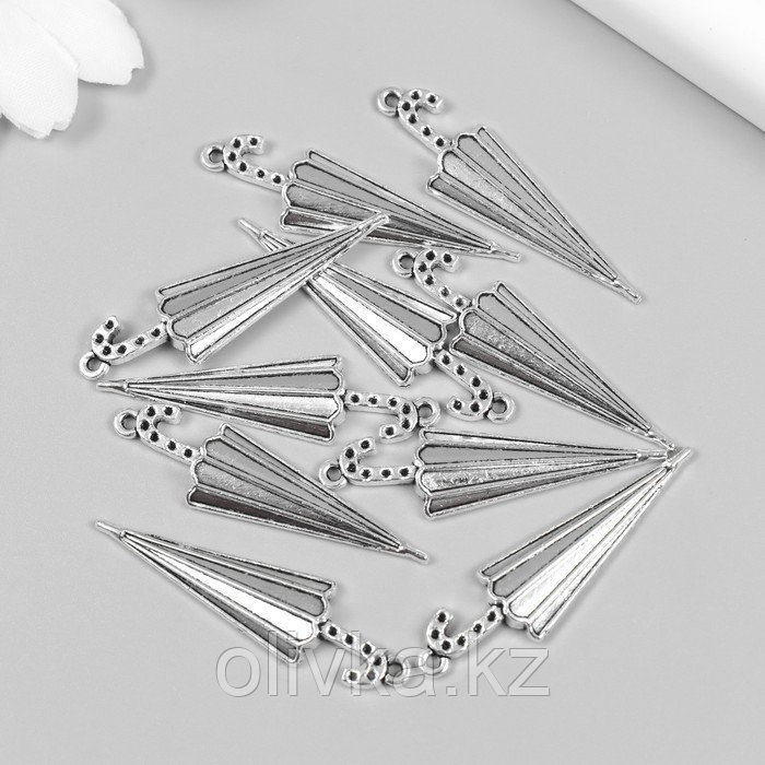 Декор для творчества металл "Зонтик сложенный" набор 10 шт серебро 1,1х4,2 см - фото 3 - id-p113956524
