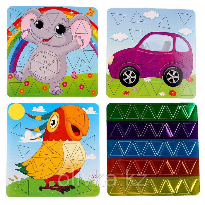 Картина мозаика набор «Сказочные наклейки» «Авто, слон, попугай» - фото 2 - id-p113956546
