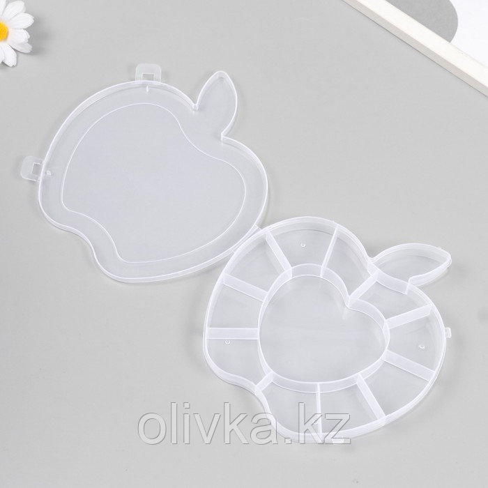 Шкатулка пластик для мелочей "Яблочко" прозрачная 12 отделений 16,5х15,5х2,5 см - фото 4 - id-p113955625