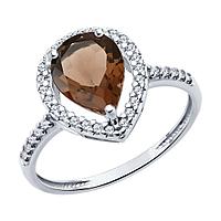 Кольцо из серебра с раухтопазом и фианитами Diamant 94-310-02047-2 покрыто родием
