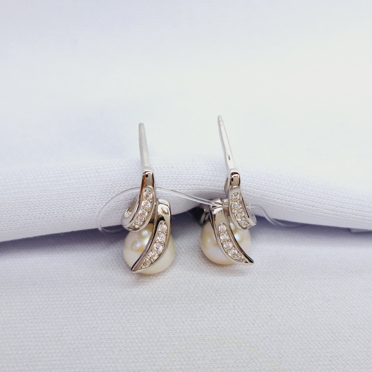 Серьги из серебра с фианитами  L470
