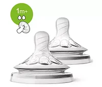 Philips Avent Соска Natural для бутылочки 2 шт. медленный поток, 1 m+