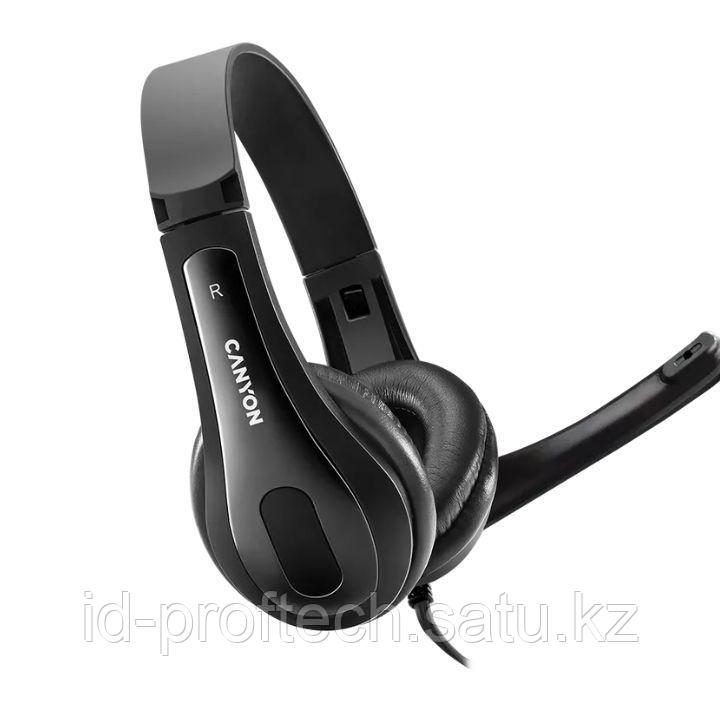 CANYON CHSU-1 basic PC headset with microphone, USB plug, leather pads, Flat cable length 2.0m, 160*60*160mm, - фото 1 - id-p113986475