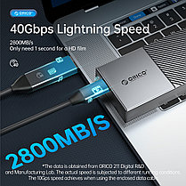 Внешний корпус Orico 40Gbps для M2 SSD накопителей с протоколом NVME
Корпус стандарта Thunderbolt 4, фото 3