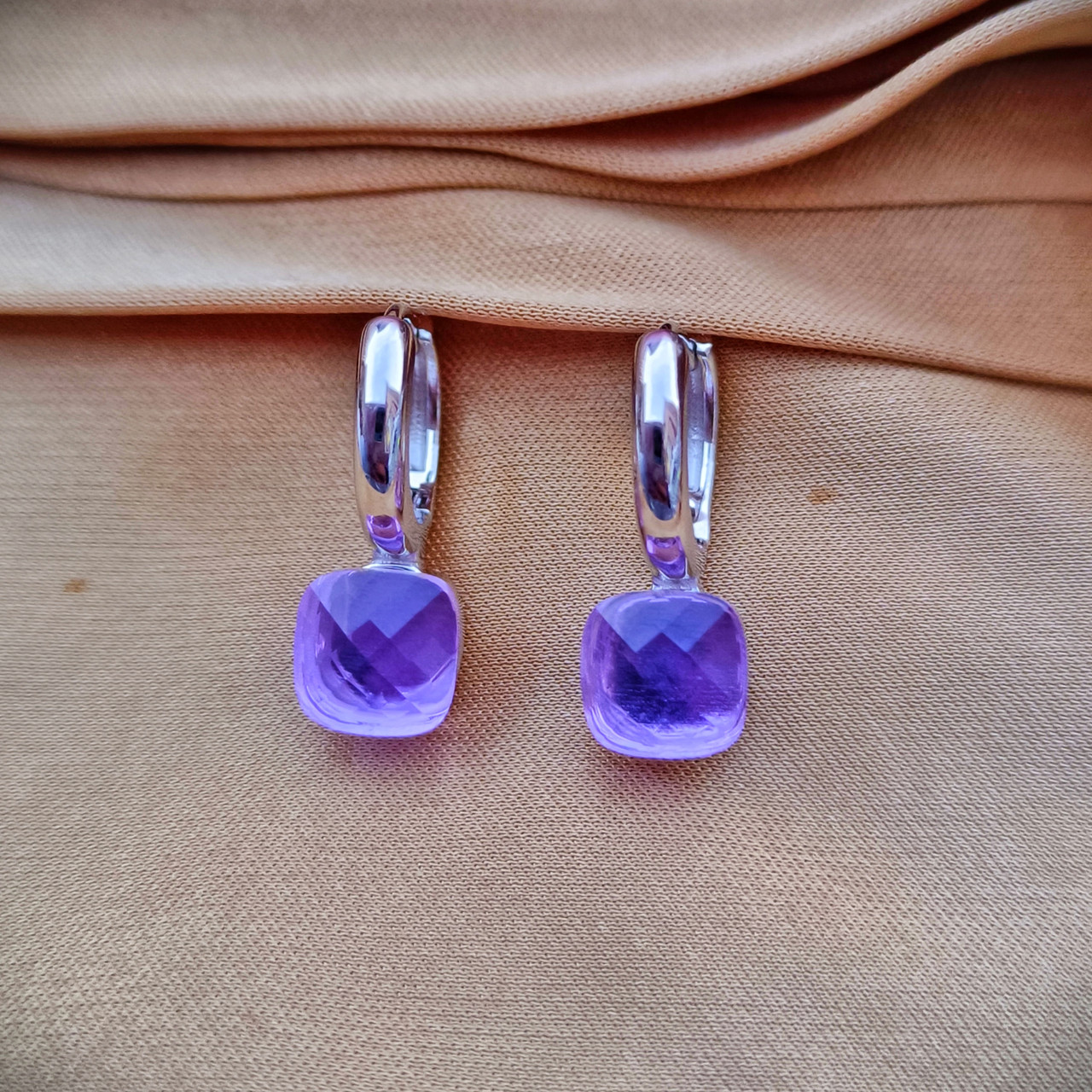 Серебряные серьги "Лучезарная" фиолетовые камни - фото 3 - id-p113989693