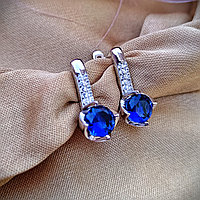 Серебряные серьги "Баронесса" с синими камнями