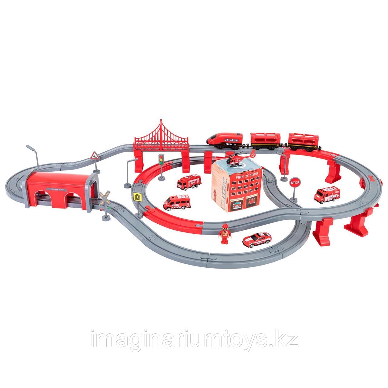 Детская железная дорога Givito Служба спасения, 92 предмета на батарейках со звуком, фото 1