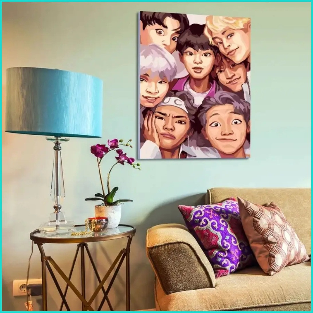 Картина по номерам "Корейская группа BTS" музыка K-POP (40х50) - фото 2 - id-p113996196