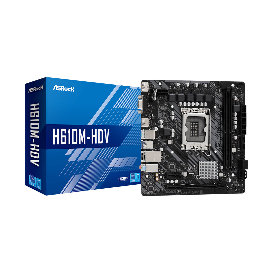 Материнская плата сокет LGA1700, Micro ATX, DDR4 H610M-HDV ASRock